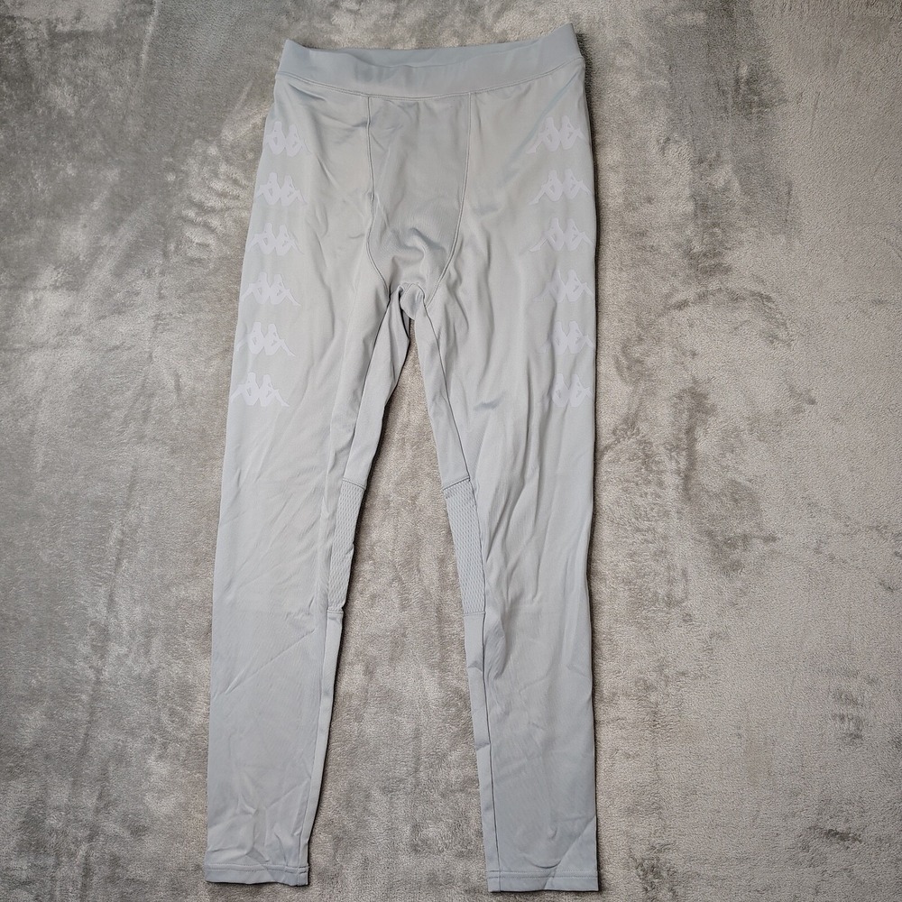 Kappa Kombat System Leggings Mens Small Gray Solid Omini Logo Taped Compression